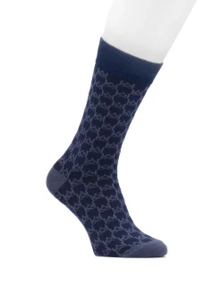 Granatowe skarpety męskie w monogramy KAZAR