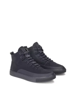 Granatowe sneakersy męskie z suwakiem i sznurowaniem