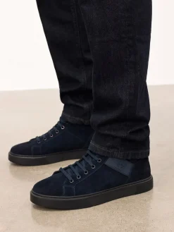 Granatowe sneakersy z wysoką cholewką