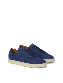 Granatowe sneakersy z zamszowej skóry