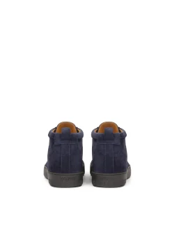 Granatowe zamszow sneakersy typu Chukka