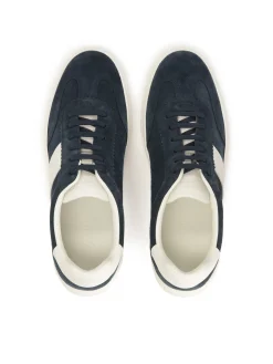 Granatowo-białe sneakersy z zamszu