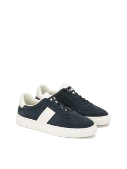 Granatowo-białe sneakersy z zamszu