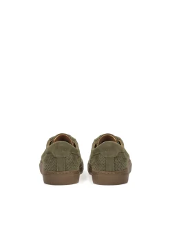 Khaki sneakersy z z dziurkowaną cholewką