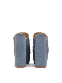 Klapki denim na platformie i wysokim obcasie