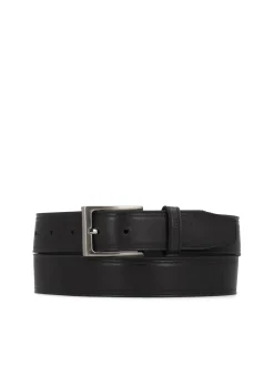 Klasyczny czarny pasek męski ze skóry naturalnej