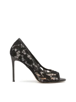 Koronkowe czółenka peep toe