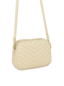 Kremowa torebka crossbody z dużym monogramem KAZAR