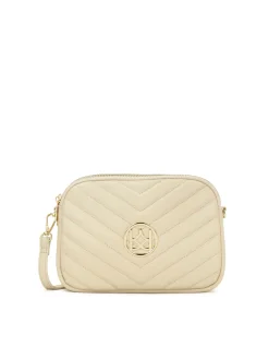 Kremowa torebka crossbody z dużym monogramem KAZAR