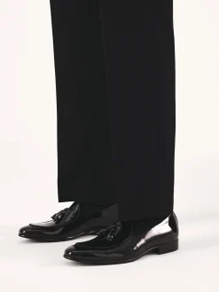 Lakierowane czarne loafersy z chwostem