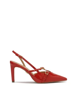 Lakierowane czerwone czółenka slingback