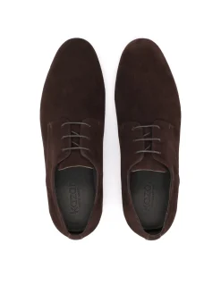 Minimalistyczne derby z zamszu w brązie