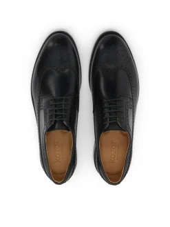 Męskie czarne półbuty brogues ze skóry naturalnej
