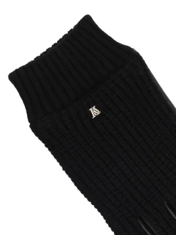 Męskie rękawice wełniane ze skórą i monogramem