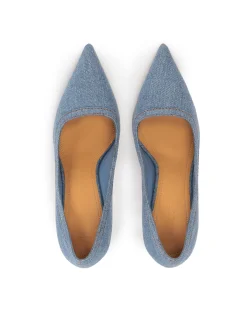 Niebieskie czółenka z tkaniny denim