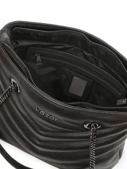 Pojemna torebka na ramię z okuciami gun metal