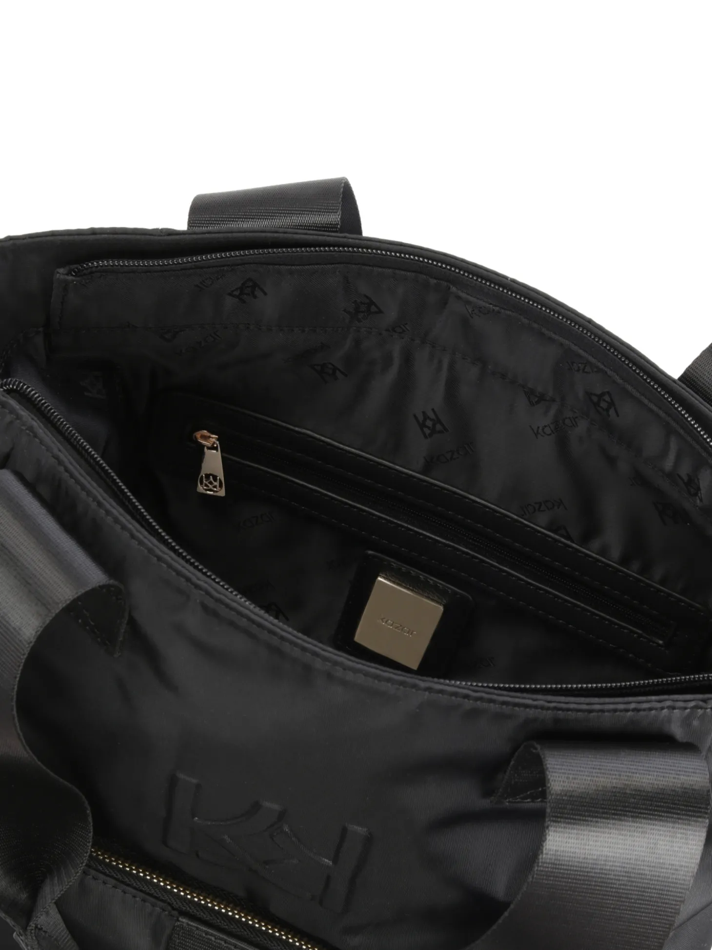 Praktyczna czarna torebka z uchwytami i odpinanym paskiem