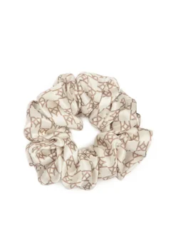 Satynowa gumka w brązowe monogramy KAZAR