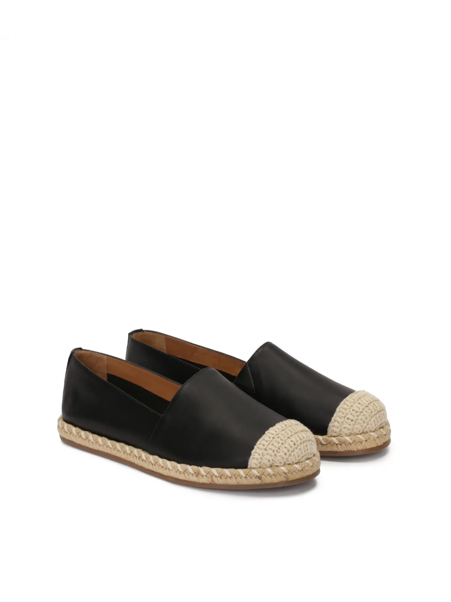 Skórzane czarne espadryle