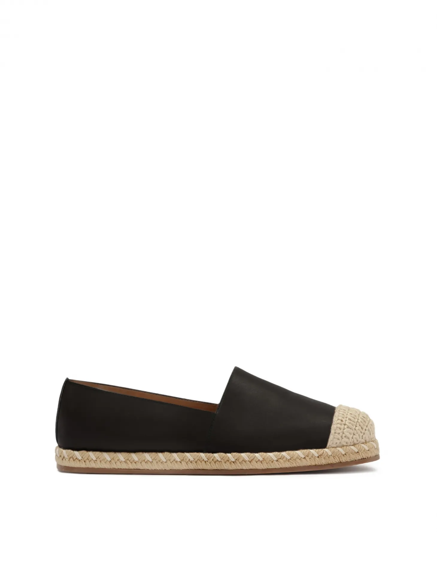 Skórzane czarne espadryle
