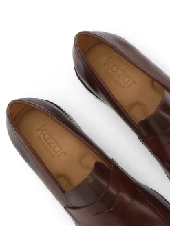 Skórzane loafersy męskie w odcieniu brązu