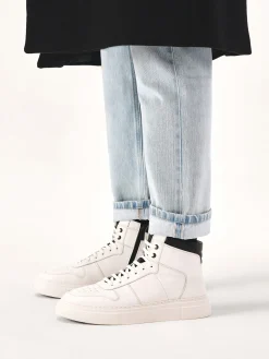 Skórzane męskie sneakersy z cholewką za kostkę