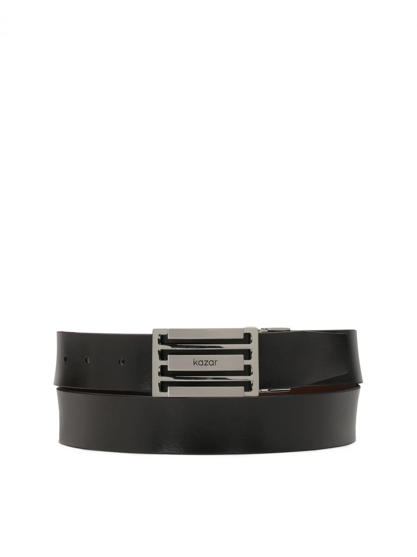 Skórzany dwustronny pasek z dużą klamrą
