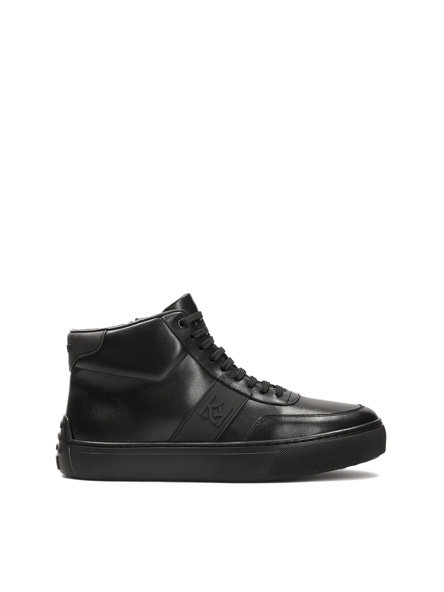Sneakersy skórzane z wysoką cholewką i monogramem