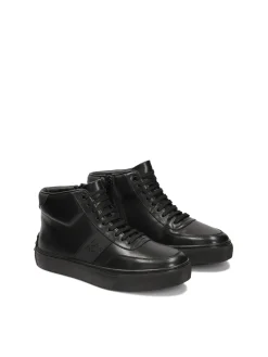 Sneakersy skórzane z wysoką cholewką i monogramem