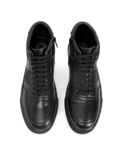 Sneakersy skórzane z wysoką cholewką i monogramem