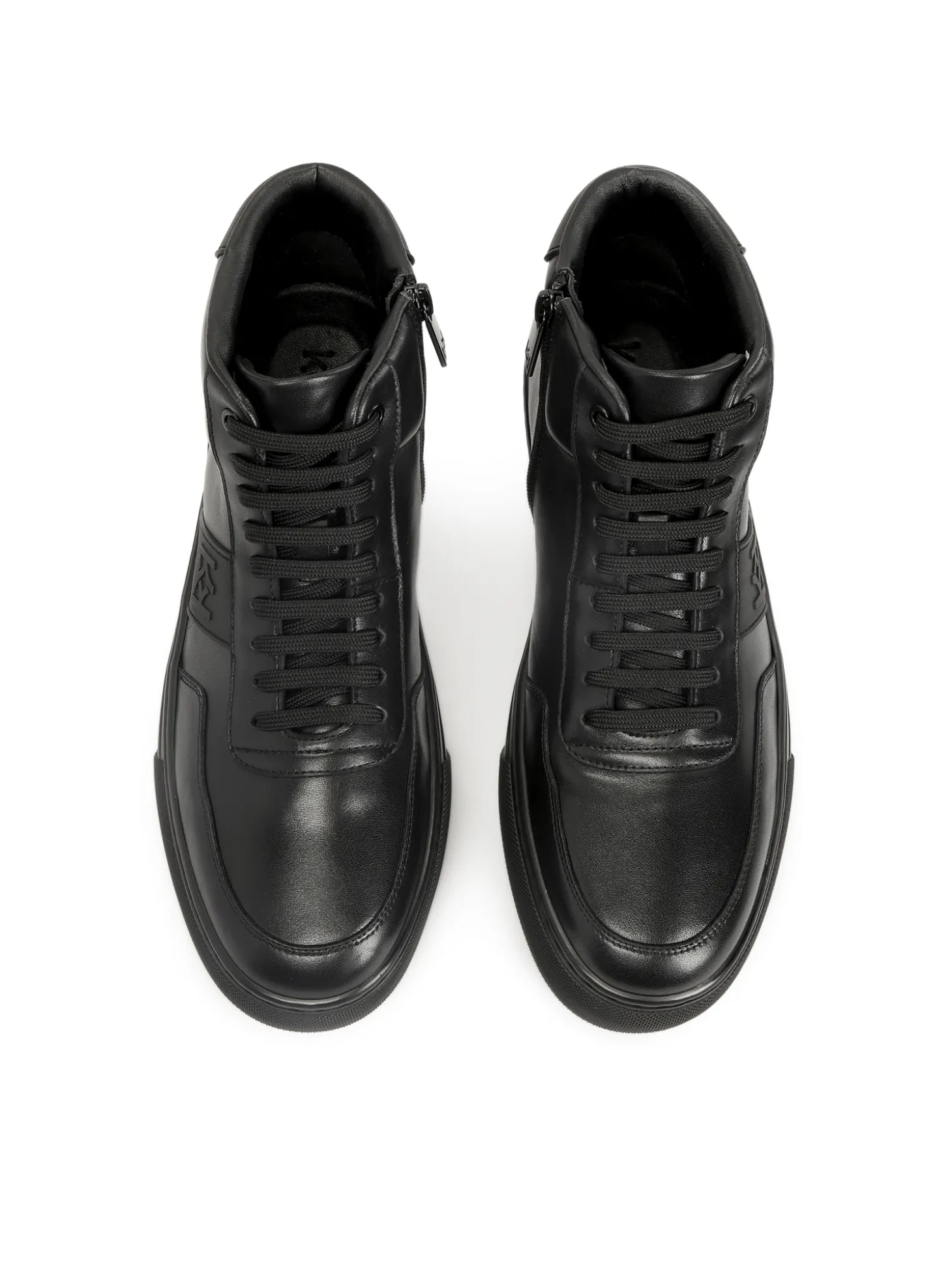 Sneakersy skórzane z wysoką cholewką i monogramem