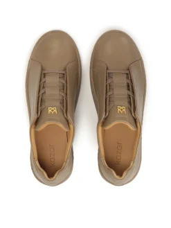 Sneakersy w kolorze taupe ze zdobionym językiem