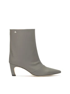Szare botki na obcasie typu kitten heels