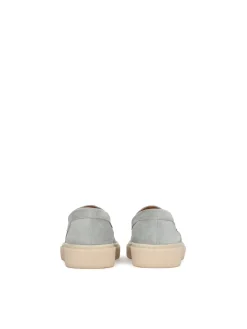 Szare loafersy na podeszwie typu sneakers z zamszu