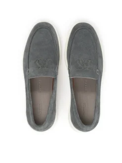 Szare zamszowe loafersy na podeszwie typu sneakers