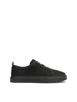 Sznurowane czarne sneakersy z nubuku