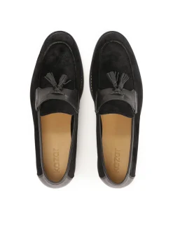 Wsuwane czarne loafersy z chwostem