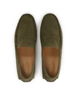 Wsuwane męskie mokasyny w kolorze khaki
