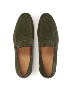 Zamszowe loafersy w khaki kolorze
