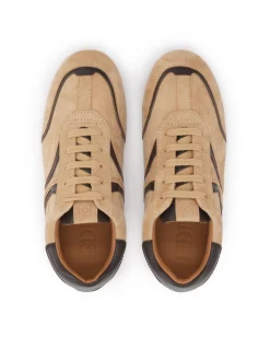 Zamszowe sneakersy ze wstawkami z gładkiej skóry