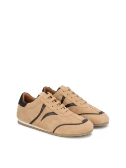 Zamszowe sneakersy ze wstawkami z gładkiej skóry
